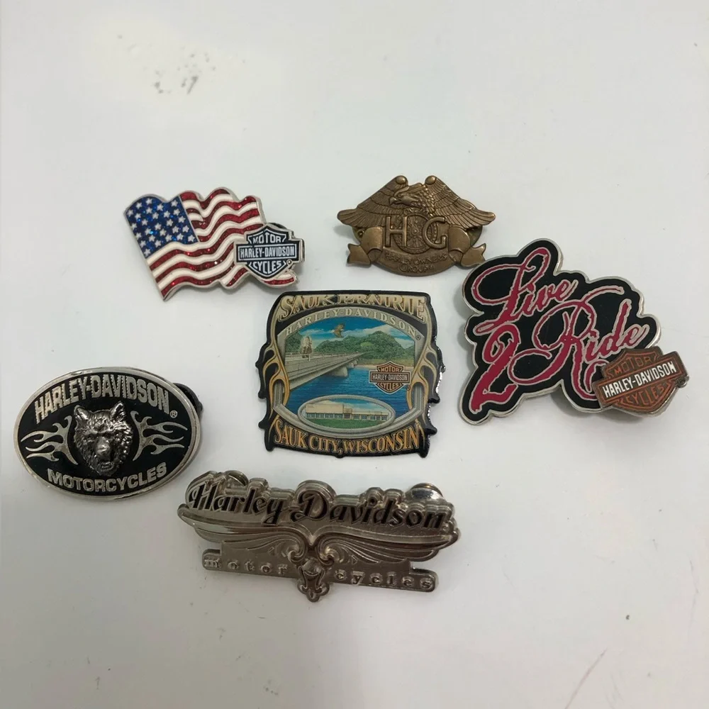 Lot of 6 Vintage Harley-Davidson Motorcycle Lapel Pins Daytona
